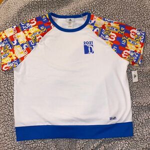 Disney Parks Disneyland Retro Red Blue Yellow White Short Sleeve Shirt XL NWT